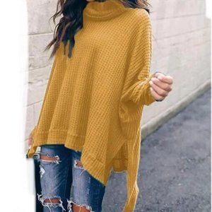 Yellow long sleeve asymmetrical sweater